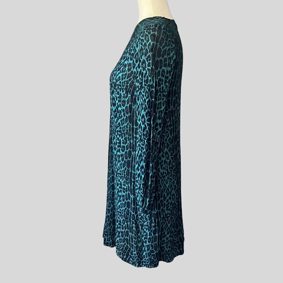 Zimmermann Teal & Black Animal Print Keyhole Dress – Size 0 - Picture 5 of 11